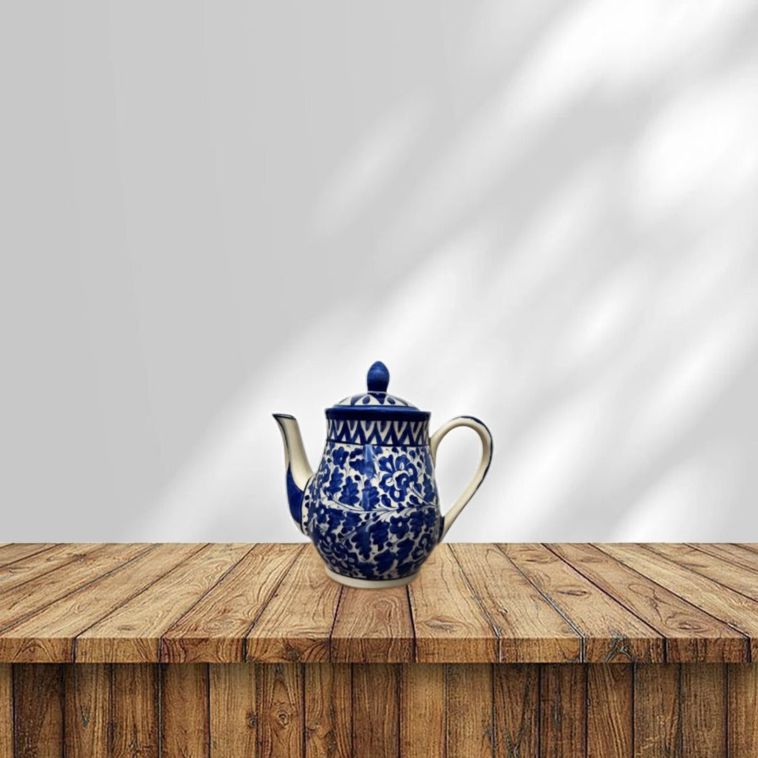 Classic Blue Pottery Handcrafted Ceramic Tea Set